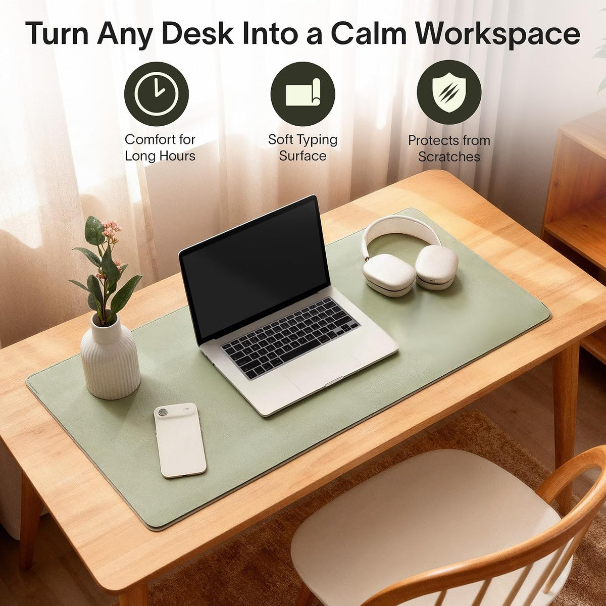 Nordik Felt and Leather Desk Mat - Dual Layer True Black 35 x 17 in