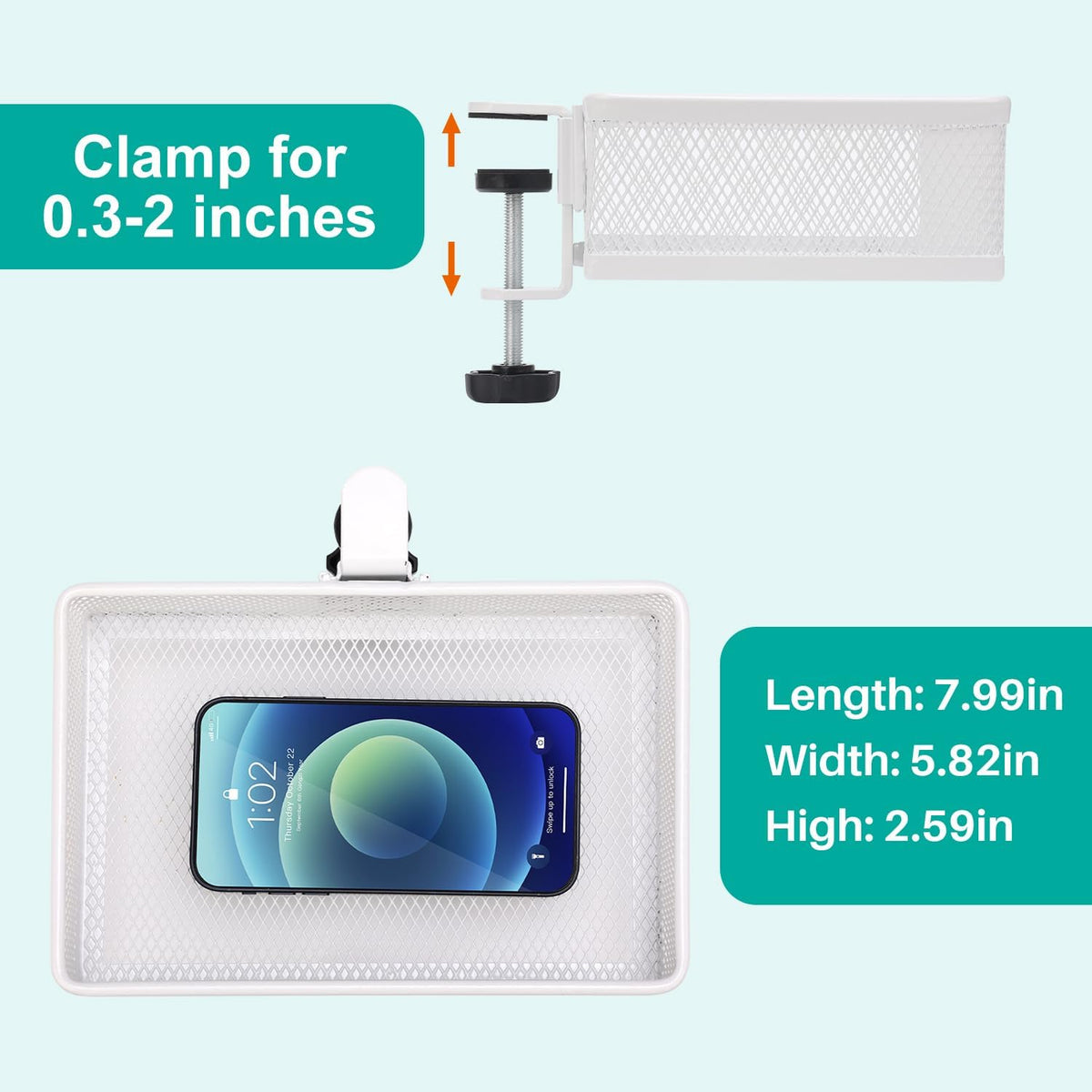 Under Desk Drawer, Clamp on Desk Organizer Under Table Hanging Desk Storage