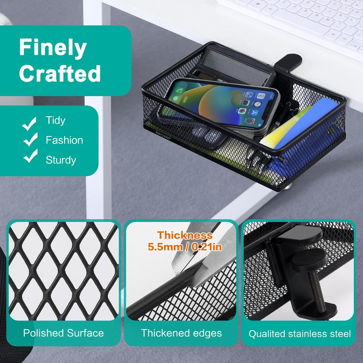 Under Desk Drawer, Clamp on Desk Organizer Under Table Hanging Desk Storage