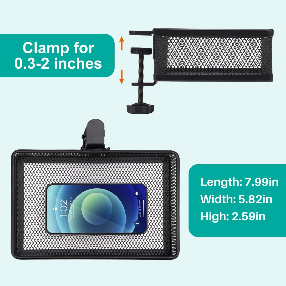 Under Desk Drawer, Clamp on Desk Organizer Under Table Hanging Desk Storage