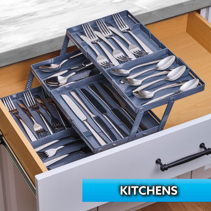 Smart Drawer Organizer - Multi-level Jewelry Holder, Cosmetics Organizer, or Office Drawer Organizer with Adjustable Dividers for Organization and Storage, Fits Drawers 9.8" W x 8.3" L x 2.8" D