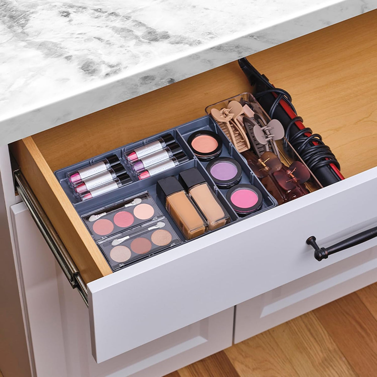 Smart Drawer Organizer - Multi-level Jewelry Holder, Cosmetics Organizer, or Office Drawer Organizer with Adjustable Dividers for Organization and Storage, Fits Drawers 9.8" W x 8.3" L x 2.8" D