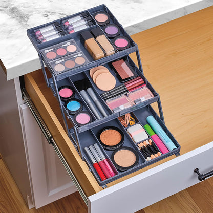 Smart Drawer Organizer - Multi-level Jewelry Holder, Cosmetics Organizer, or Office Drawer Organizer with Adjustable Dividers for Organization and Storage, Fits Drawers 9.8" W x 8.3" L x 2.8" D