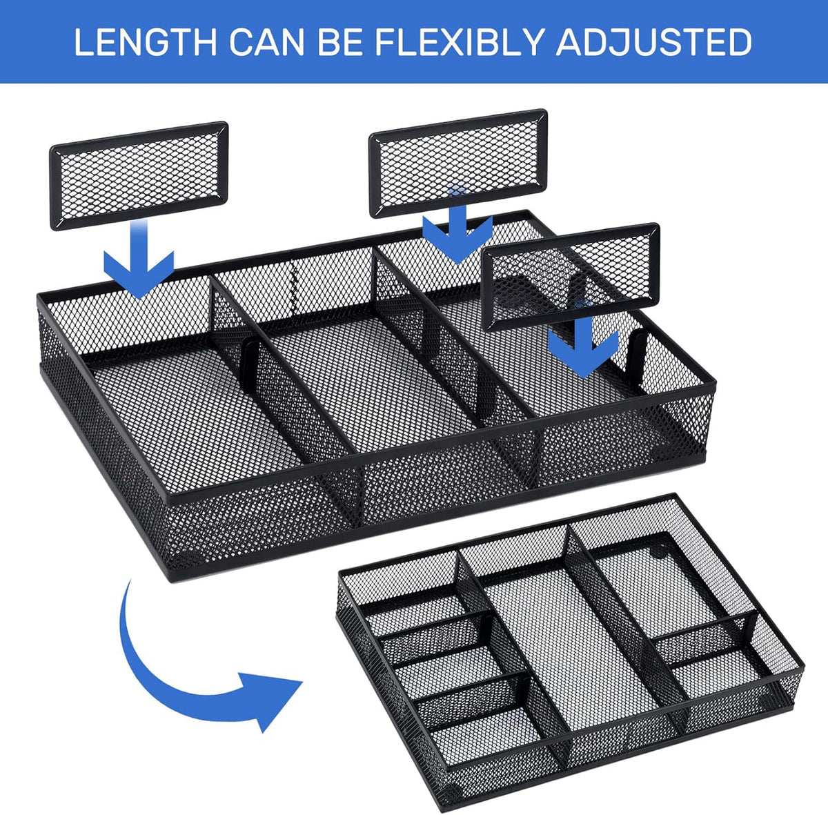 Desk Drawer Organizer, 4 Pack Metal Mesh, Black