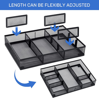 Desk Drawer Organizer, 4 Pack Metal Mesh, Black