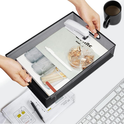 Desk Drawer Organizer, 4 Pack Metal Mesh, Black