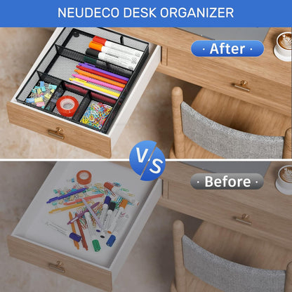 Desk Drawer Organizer, 4 Pack Metal Mesh, Black