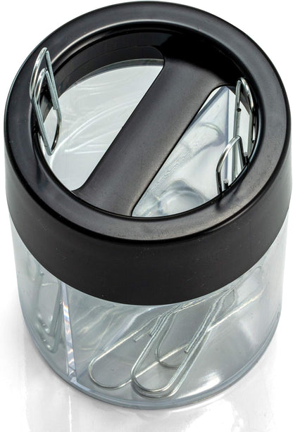 Magnetic Clip Dispenser, Large/Round, 200 Clip Capacity, Black/Smoke (93692)