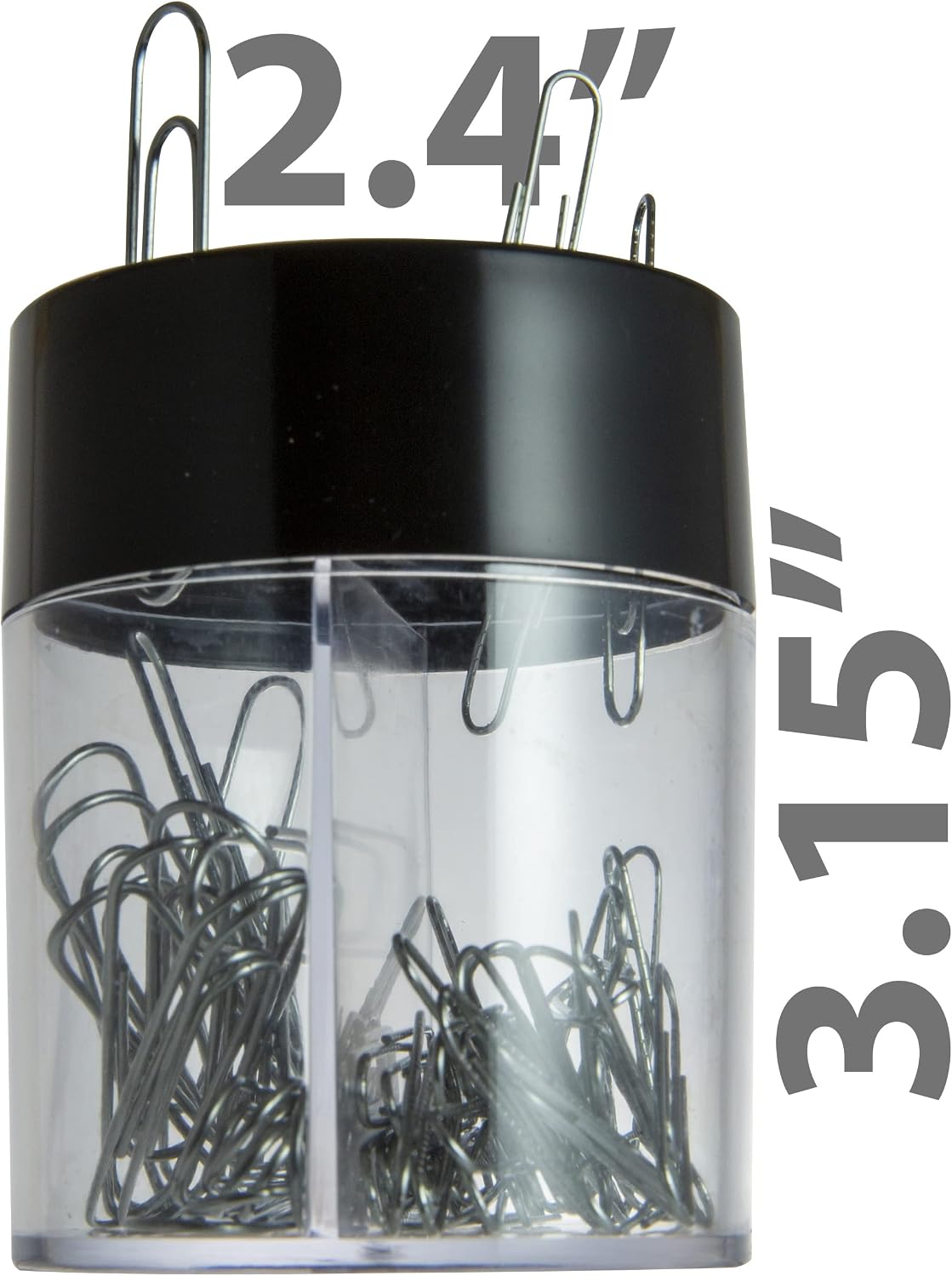 Magnetic Clip Dispenser, Large/Round, 200 Clip Capacity, Black/Smoke (93692)