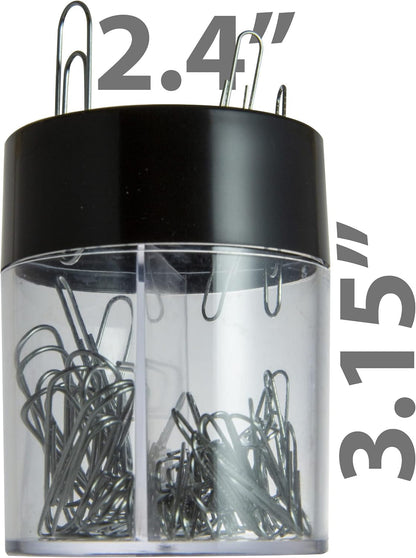 Magnetic Clip Dispenser, Large/Round, 200 Clip Capacity, Black/Smoke (93692)