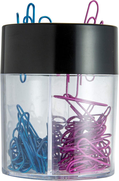 Magnetic Clip Dispenser, Large/Round, 200 Clip Capacity, Black/Smoke (93692)