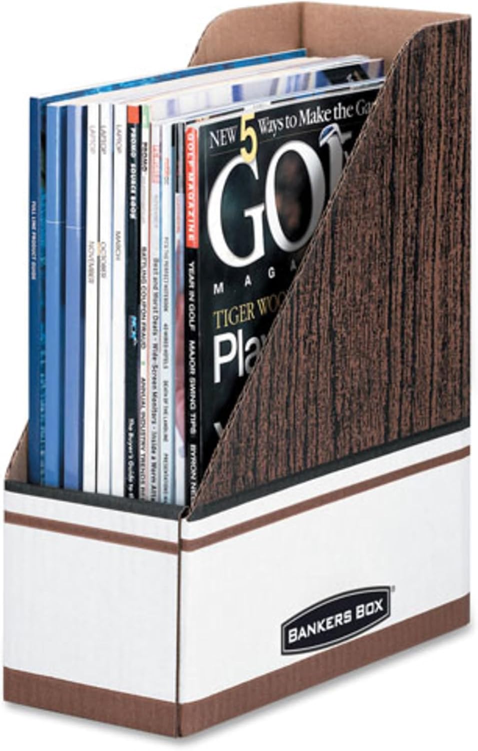 12-Pack Magazine File Holders, Oversized Letter, Wood Grain