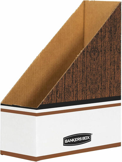12-Pack Magazine File Holders, Oversized Letter, Wood Grain