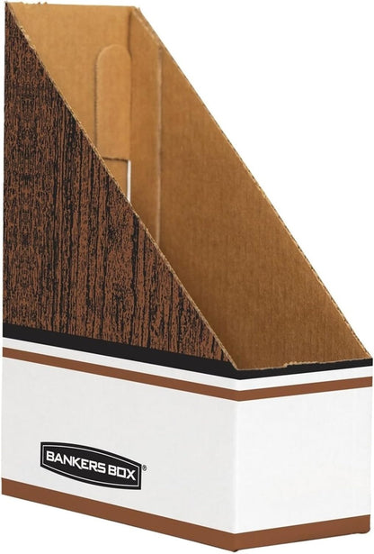 12-Pack Magazine File Holders, Oversized Letter, Wood Grain