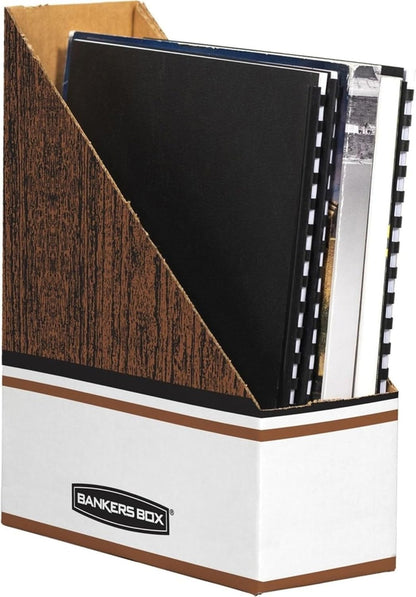 12-Pack Magazine File Holders, Oversized Letter, Wood Grain