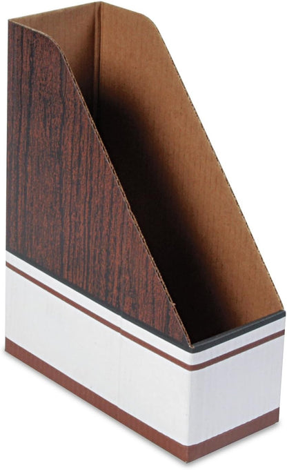 12-Pack Magazine File Holders, Oversized Letter, Wood Grain