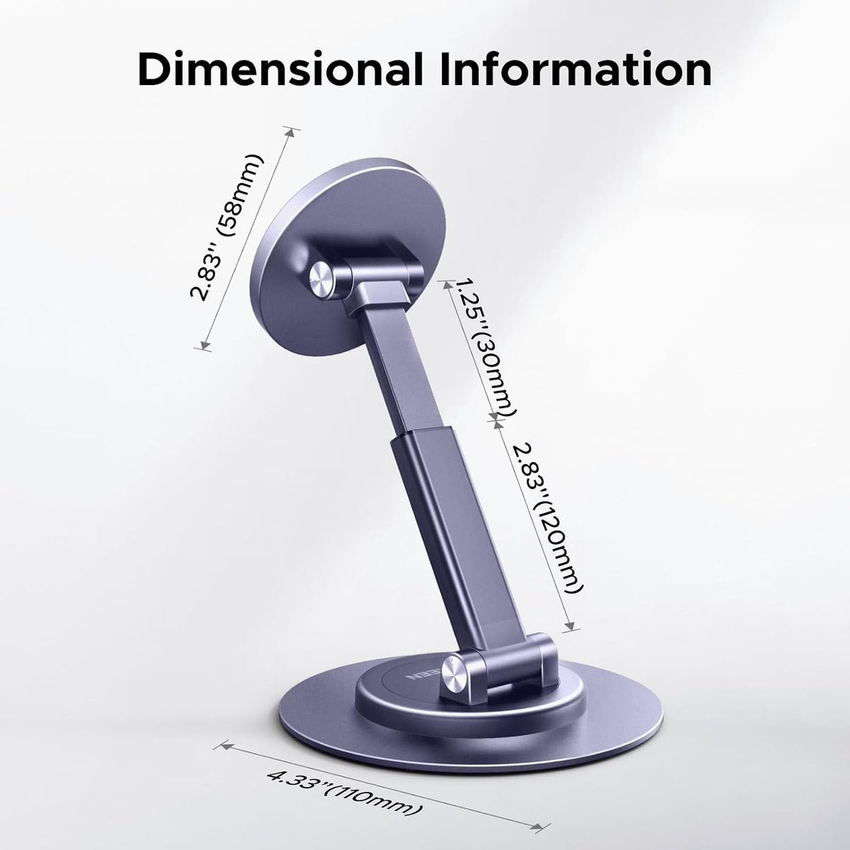 Magnetic Phone Stand for MagSafe, Height Adjustable iPhone Stand for Desk with 360° Rotation Compatible for iPhone 17 Air 16 Pro 15 Pro Max 14 Plus 13 12 and MagSafe Case, Black