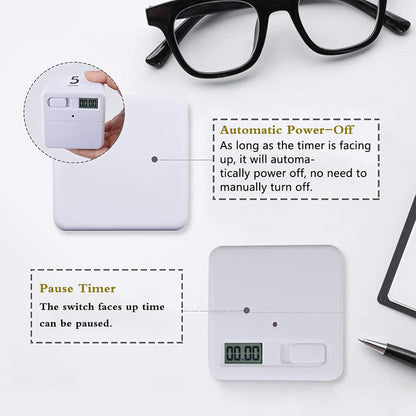 Rotating Productivity Timer, 1/3/5/10 Mins Preset, Desk Cube Countdown Flip Kids Timer for Time Management, Classroom, Workout, Kitchen, Cooking, Study, White
