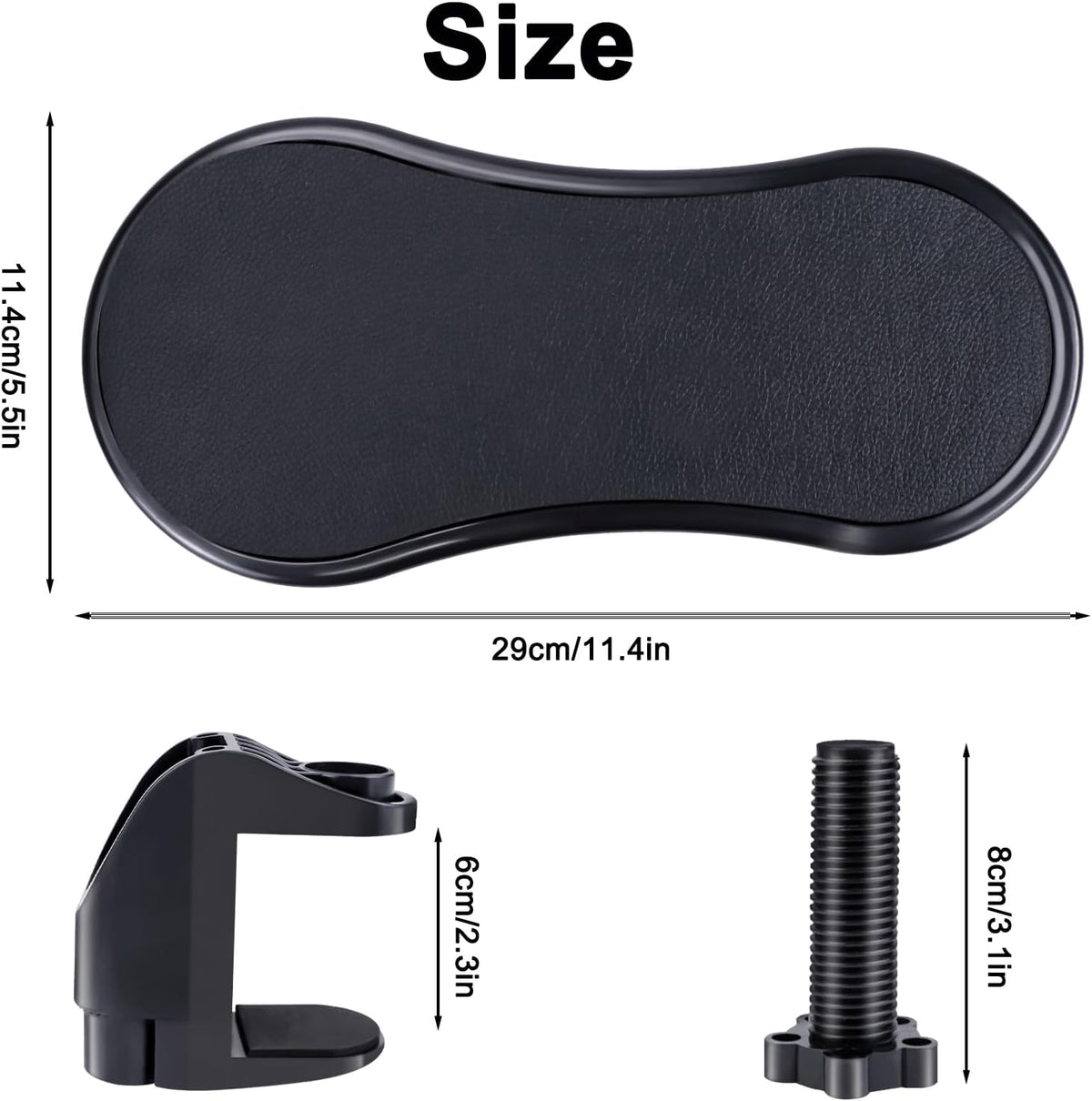 Computer Arm Rest for Desk, Ergonomic Arm Rest Extender, Adjustable Wrist Rest Rotating Computer Arm Support Pad for Elbow Keyboard Mouse Table Office Chair Desk Black