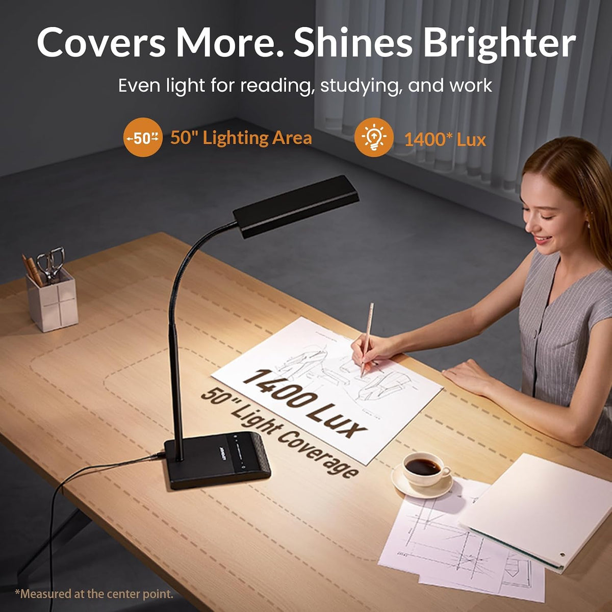 Desk Lamp, 800LM LED for Home Office, True Eye-Caring for Reading