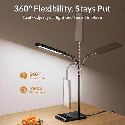 Desk Lamp, 800LM LED for Home Office, True Eye-Caring for Reading