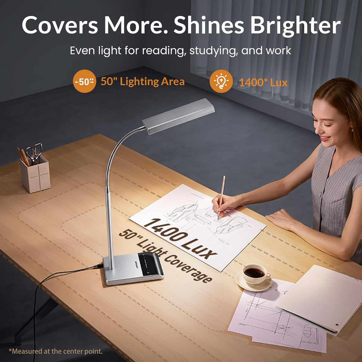Desk Lamp, 800LM LED for Home Office, True Eye-Caring for Reading