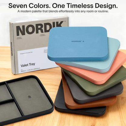 Nordik Leather Valet Tray - Medium EDC Tray - Pebble Black 9.5 x 7.9 in