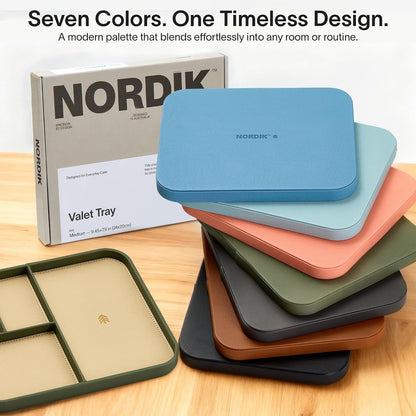 Nordik Leather Valet Tray - Medium EDC Tray - Pebble Black 9.5 x 7.9 in