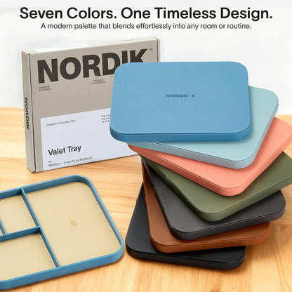 Nordik Leather Valet Tray - Medium EDC Tray - Pebble Black 9.5 x 7.9 in