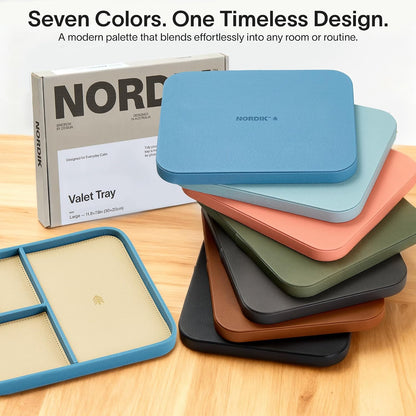 Nordik Leather Valet Tray - Medium EDC Tray - Pebble Black 9.5 x 7.9 in