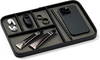 Nordik Leather Valet Tray - Medium EDC Tray - Pebble Black 9.5 x 7.9 in