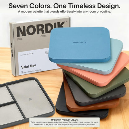 Nordik Leather Valet Tray - Medium EDC Tray - Pebble Black 9.5 x 7.9 in