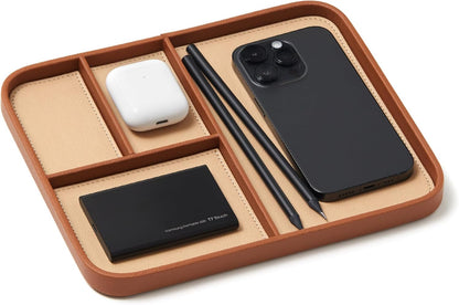 Nordik Leather Valet Tray - Medium EDC Tray - Pebble Black 9.5 x 7.9 in