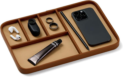 Nordik Leather Valet Tray - Medium EDC Tray - Pebble Black 9.5 x 7.9 in