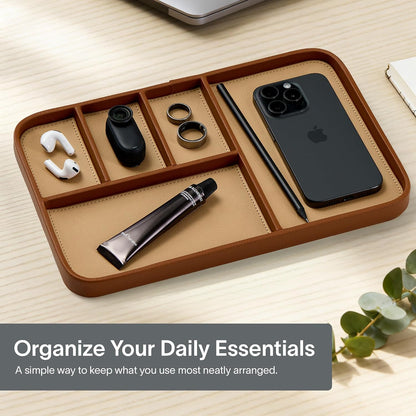 Nordik Leather Valet Tray - Medium EDC Tray - Pebble Black 9.5 x 7.9 in