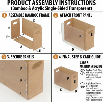 2 Pack Premium Thickened Bamboo Desktop Hanging File Organizer - Heavy Duty Portable Desk File Box with Handles, Sturdy Storage Crate for Letter Size Documents & Home Office