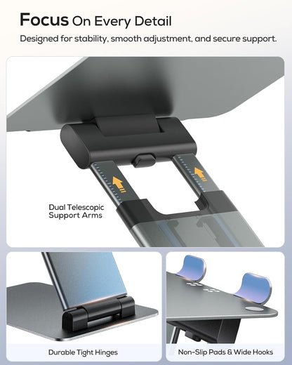 Pull-Out Height Adjustable Laptop Stand for Desk, 22 LB Support