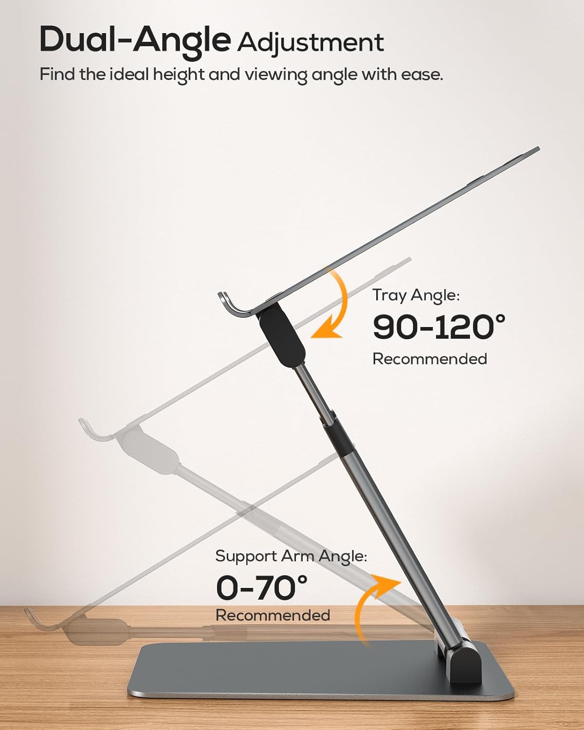 Pull-Out Height Adjustable Laptop Stand for Desk, 22 LB Support