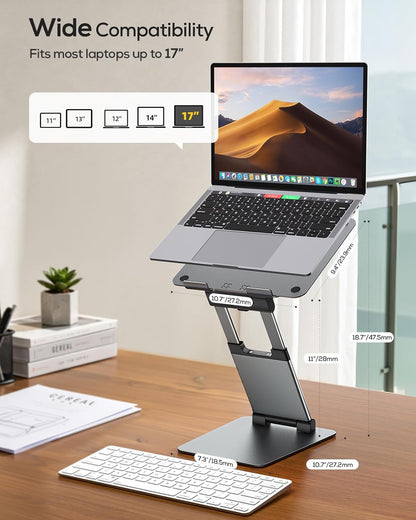 Pull-Out Height Adjustable Laptop Stand for Desk, 22 LB Support