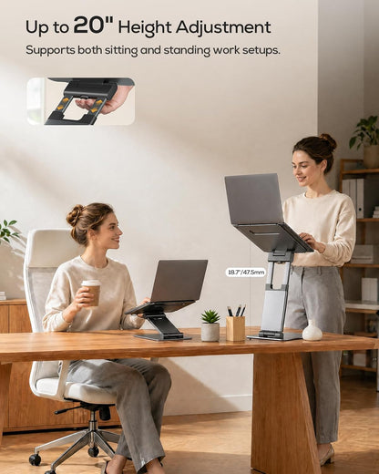 Pull-Out Height Adjustable Laptop Stand for Desk, 22 LB Support
