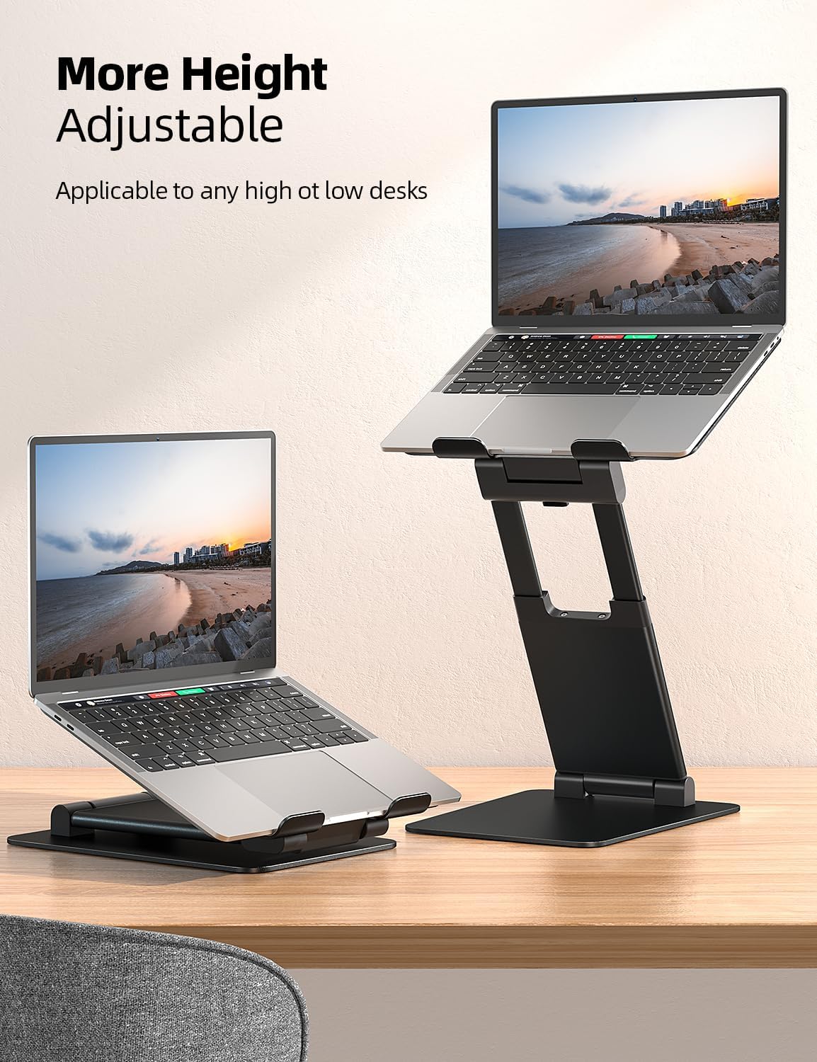Pull-Out Height Adjustable Laptop Stand for Desk, 22 LB Support