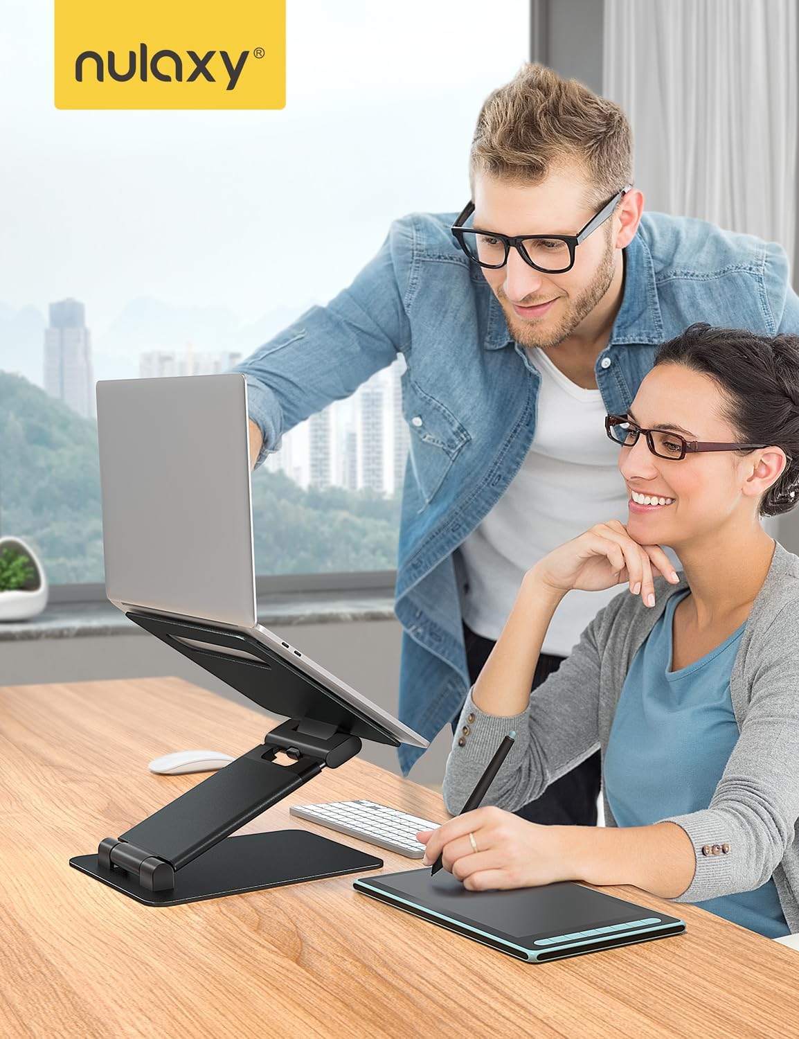 Pull-Out Height Adjustable Laptop Stand for Desk, 22 LB Support