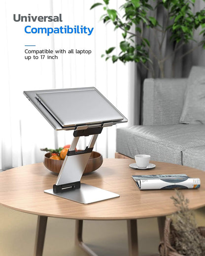 Pull-Out Height Adjustable Laptop Stand for Desk, 22 LB Support
