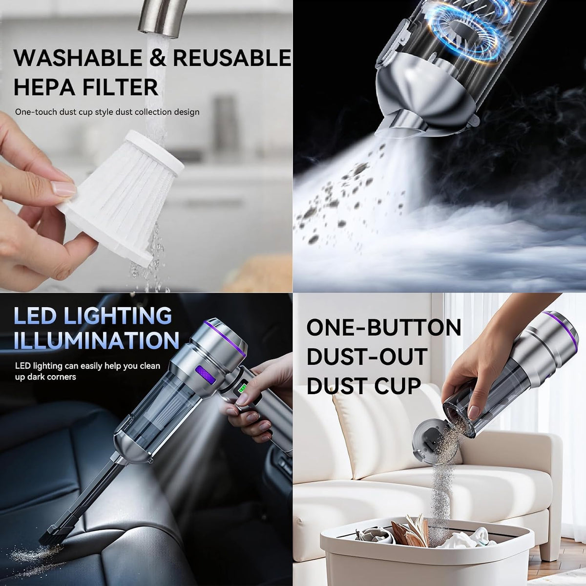 Car Vacuum Cleaner High Power, 20000Pa Portable Cordless Handheld Vacuum