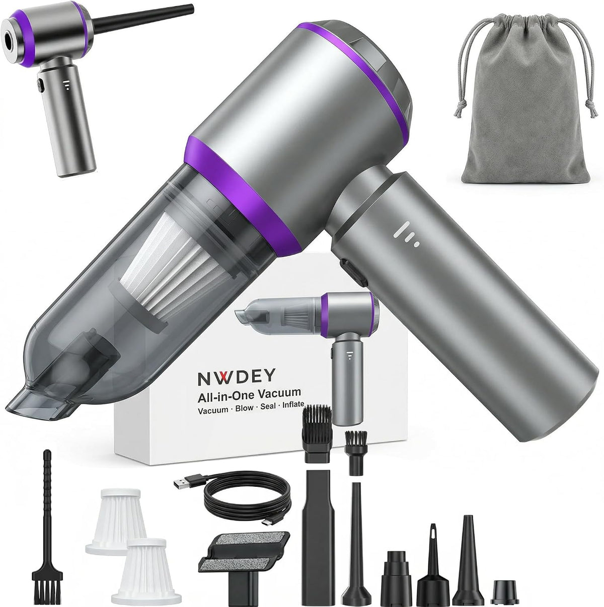 Car Vacuum Cleaner High Power, 20000Pa Portable Cordless Handheld Vacuum