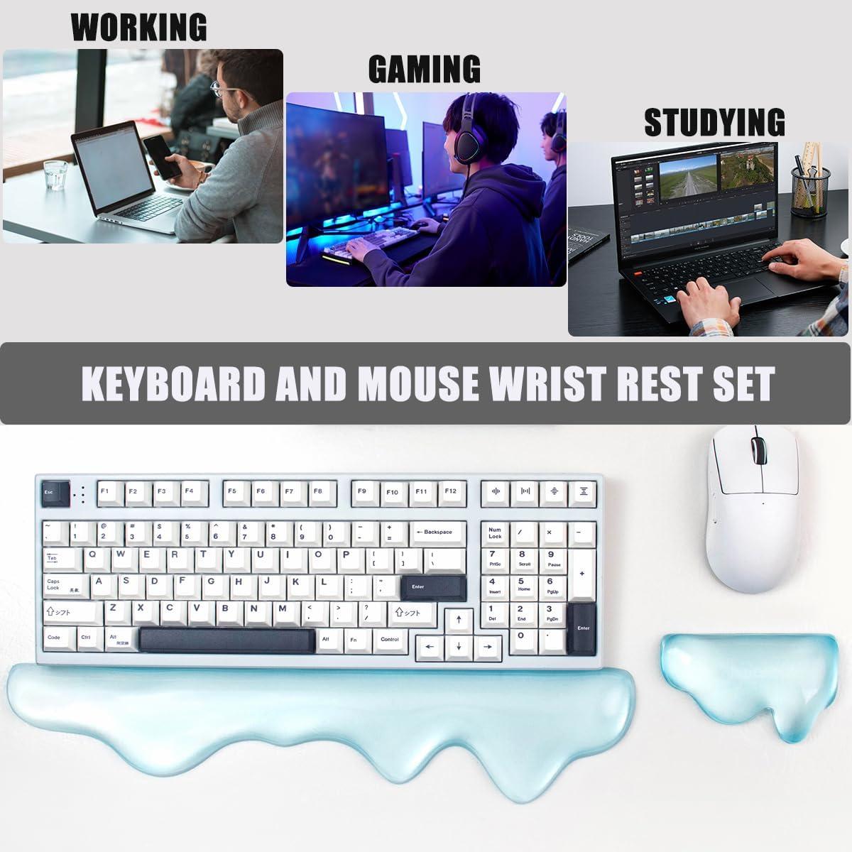 Gel Keyboard and Mouse Wrist Rest Set, Pink Wrist pad for Computer Keyboard