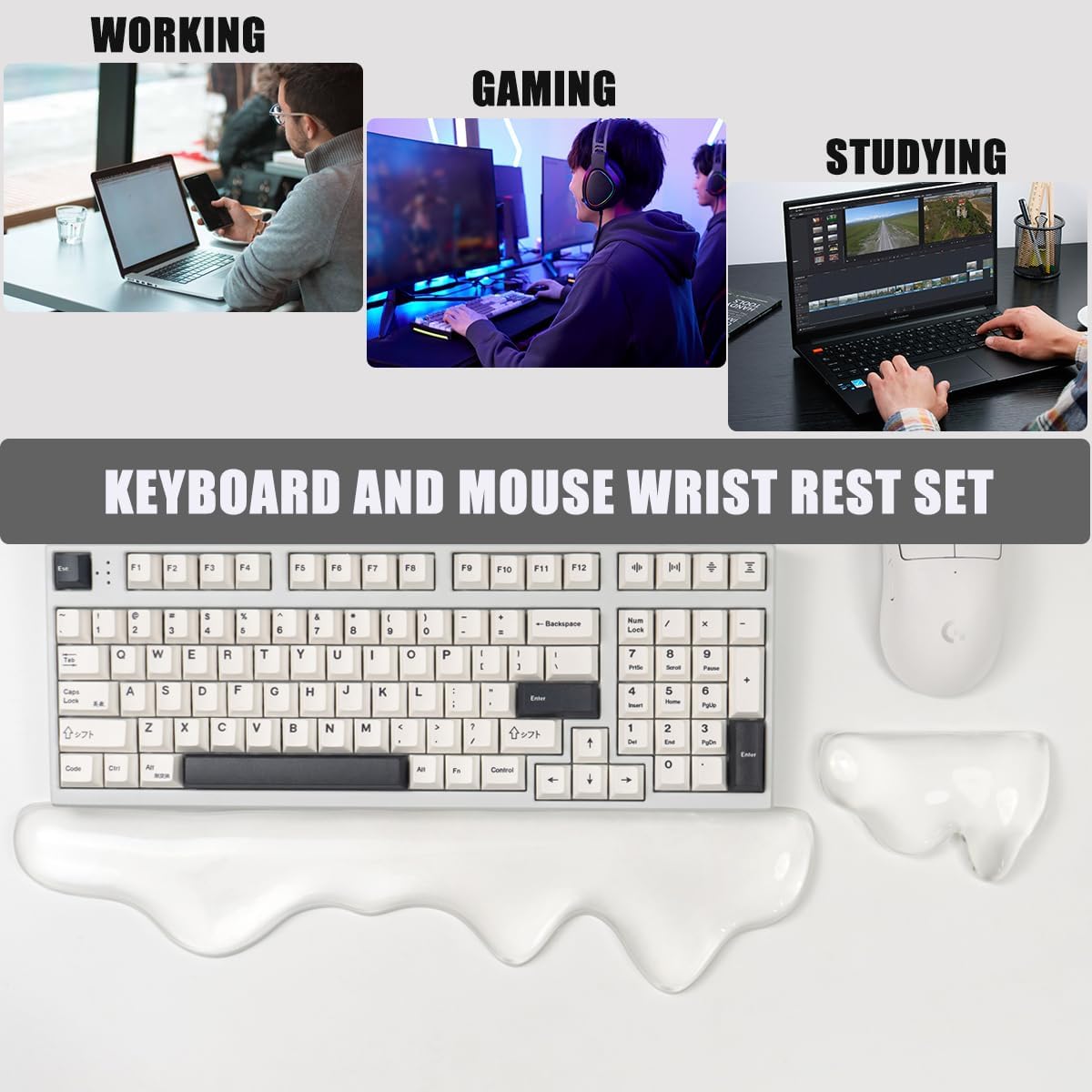 Gel Keyboard and Mouse Wrist Rest Set, Pink Wrist pad for Computer Keyboard