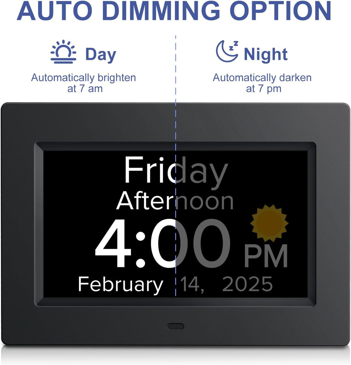 Digital Alarm Clock with Date and Day of Week for Dementia Seniors, Voice Announcement Time, Multiple Alarm Sets, Auto DST, Gifts for Elderly People with Dementia - Black