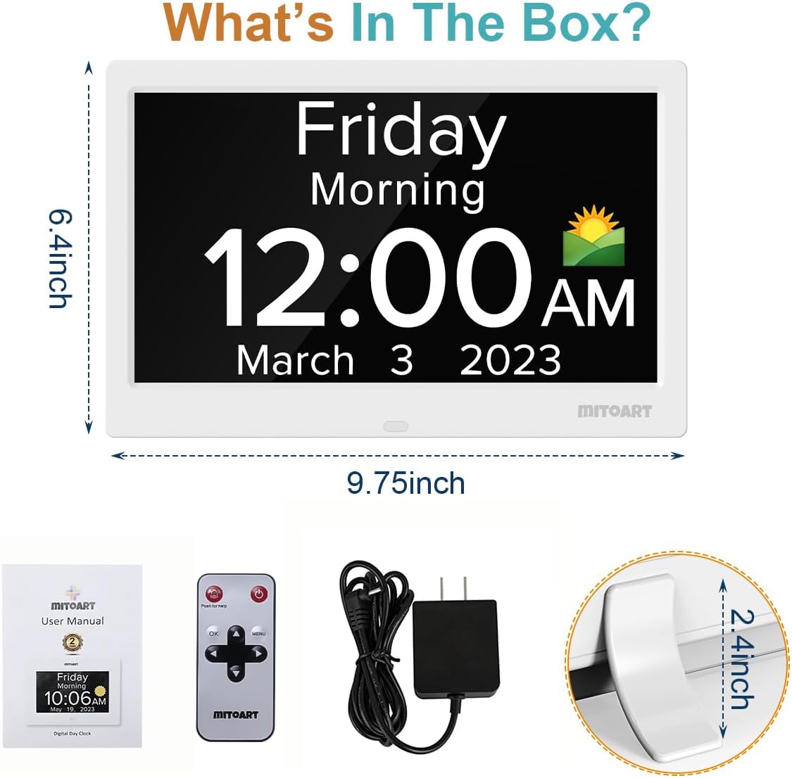 Digital Alarm Clock with Date and Day of Week for Dementia Seniors, Voice Announcement Time, Multiple Alarm Sets, Auto DST, Gifts for Elderly People with Dementia - Black