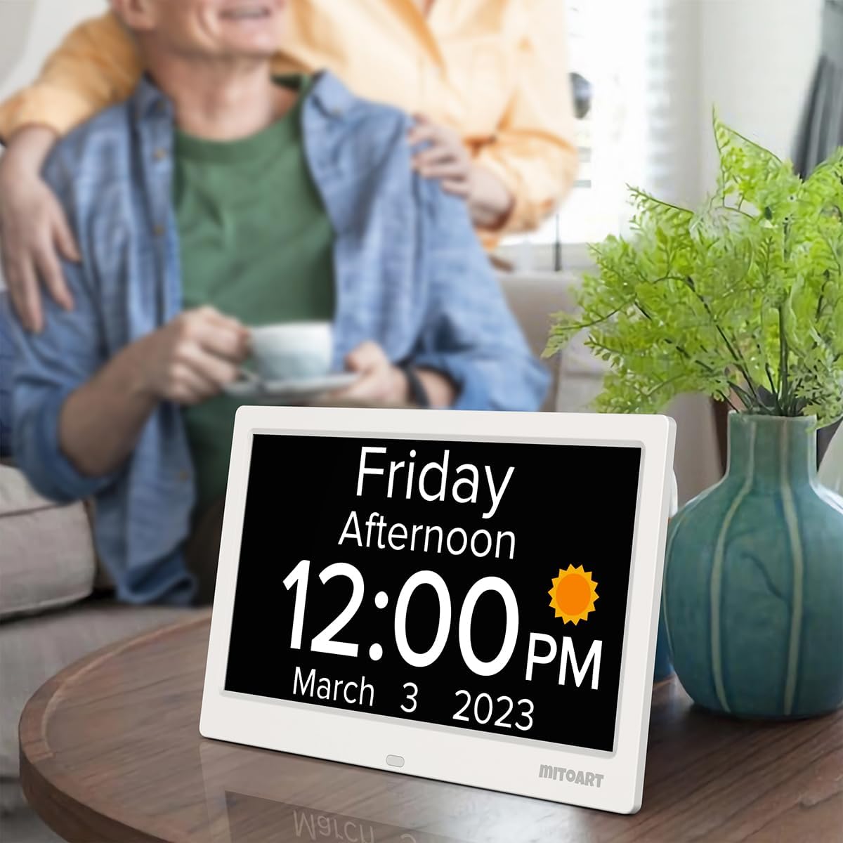 Digital Alarm Clock with Date and Day of Week for Dementia Seniors, Voice Announcement Time, Multiple Alarm Sets, Auto DST, Gifts for Elderly People with Dementia - Black
